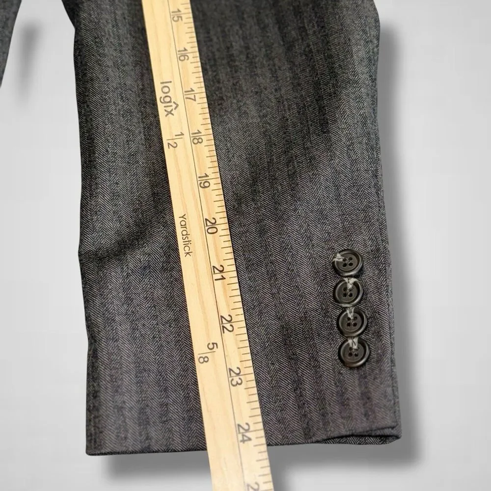Lauren Ralph Lauren Woolmark Blazer Gray Pinstripes 40R Paisley Lined Union Made
